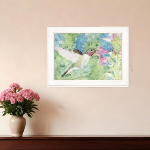 Hummingbird  White Framed Print Wall Art