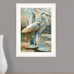 Marsh Herons I  White Framed Print Wall Art
