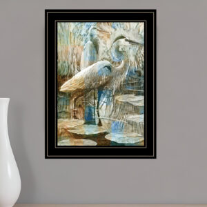 Marsh Herons I  Black Framed Print Wall Art