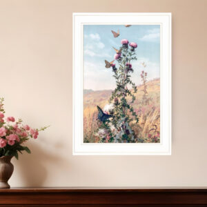 Meadow Butterflies  White Framed Print Wall Art