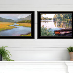 Set Of Two Serene Water  Black Framed Print Wall Art