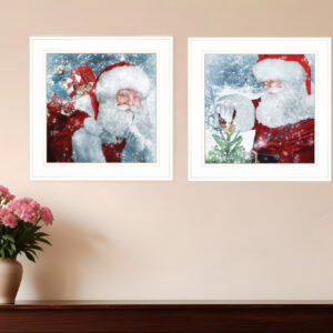 Set Of Two Santas Blessings  White Framed Print Wall Art