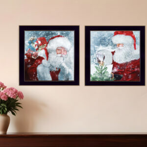 Set Of Two Santas Blessings  Black Framed Print Wall Art