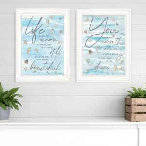 Set Of Two Life Is White Framed Print Wall Art