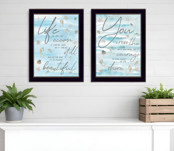 Set Of Two Life Is Black Framed Print Wall Art