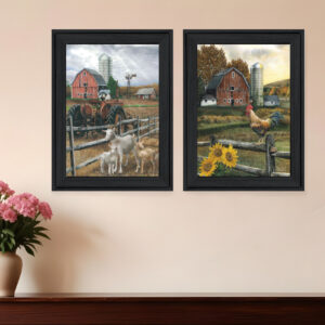 Set Of Two Farm Life Black Framed Print Wall Art