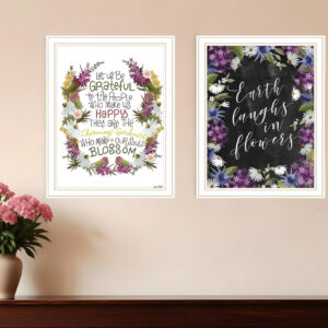 Set Of Two Flowers Make Us Laugh White Framed Print Wall Art