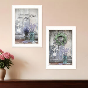 Set Of Two Love and Memories White Framed Print Wall Art