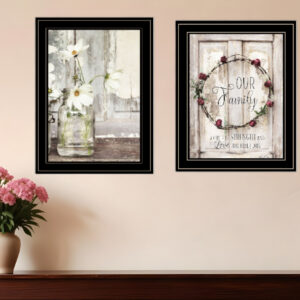 Set Of Two Our Family Blossoms Black Framed Print Wall Art