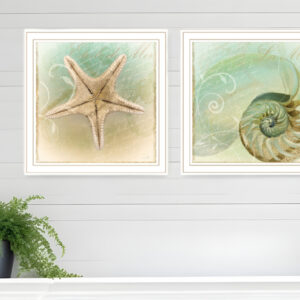 Set Of Two The Sea I and Sea II  White Framed Print Wall Art