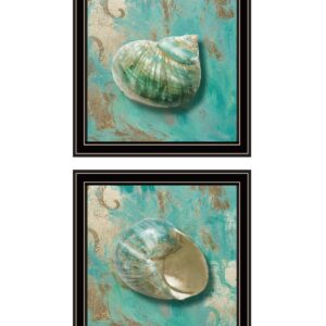 Set Of Two Azurica I and Sea II  Black Framed Print Wall Art