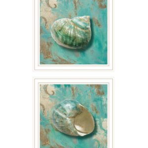 Set Of Two Azurica I and Sea II  White Framed Print Wall Art