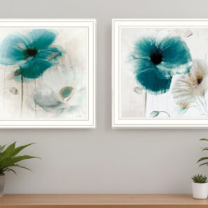 Set Of Two Poppy  White Framed Print Wall Art