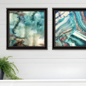 Set Of Two Earth tones I and Sea II  Black Framed Print Wall Art