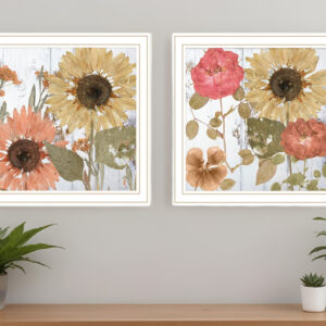 Set Of Two Earth to Petals  White Framed Print Wall Art