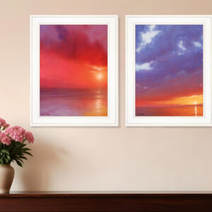 Set Of Two Sunset White Framed Print Wall Art