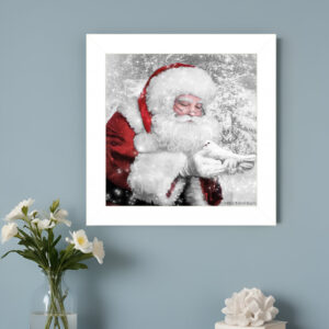 Santas Little Friends  White Framed Print Wall Art