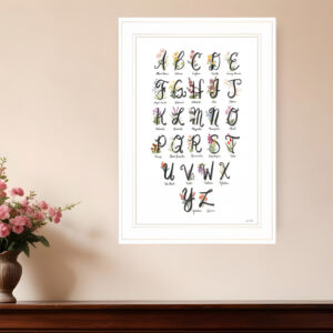 Flower Alphabet  White Framed Print Wall Art