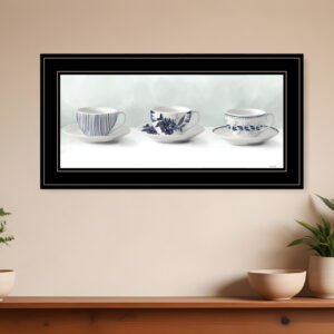 Cups and Saucers  Black Framed Print Wall Art