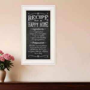 Recipe for a Happy Home  White Framed Print Wall Art