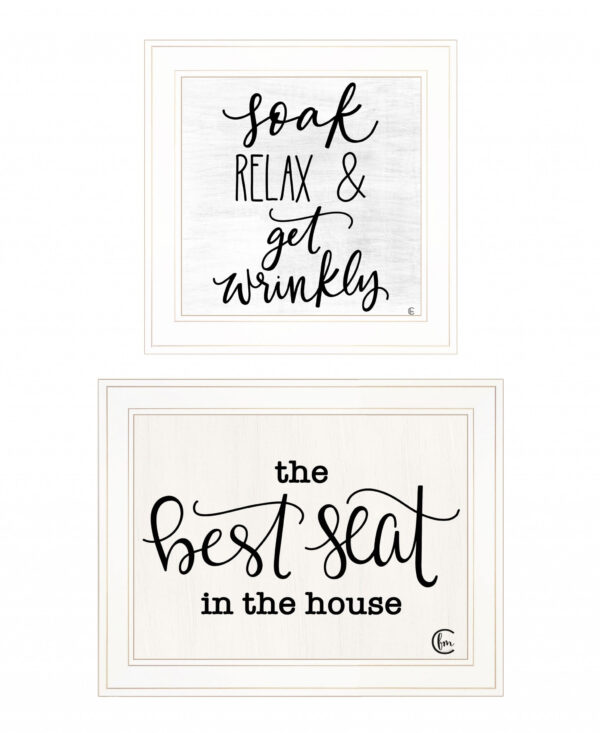 Set Of Two The Best Seat in the House  White Framed Print Bathroom Wall Art