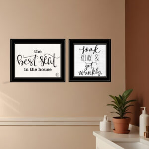 Set Of Two The Best Seat in the House  Black Framed Print Bathroom Wall Art