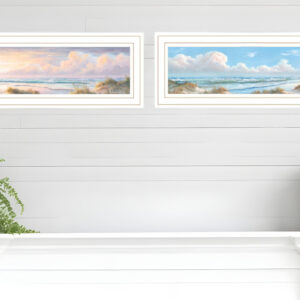 Set Of Two Nautical Boat  White Framed Print Wall Art