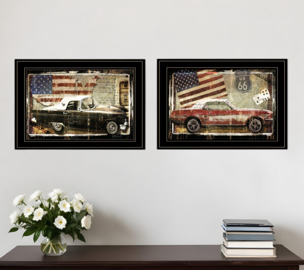 Set Of Two Vintage Classics  Black Framed Print Wall Art