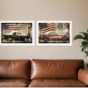 Set Of Two Vintage Classics  White Framed Print Wall Art