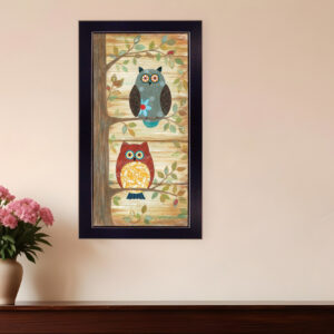 Two Wise Owls Black Framed Print Wall Art