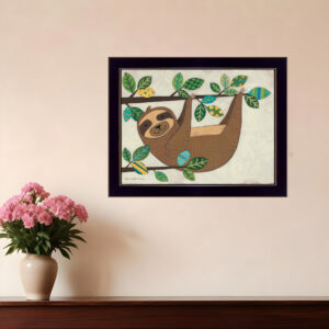 Hanging Sloth I  Black Framed Print Wall Art