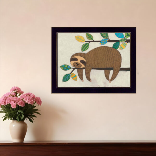 Hanging Sloth II  Black Framed Print Wall Art