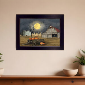 Spooky Harvest Moon  Black Framed Print Kitchen Wall Art