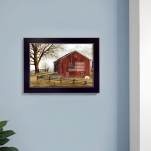 Flag Barn Black Picture Frame Print Wall Art
