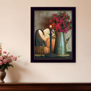 Basket and Blossoms Black Framed Print Wall Art