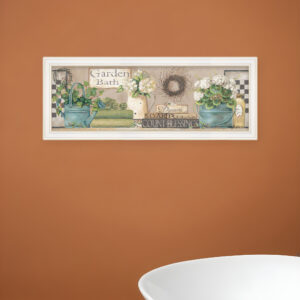 Garden Bath  White Framed Print Bathroom Wall Art