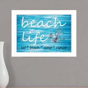 Beach Life  White Picture Frame Print Wall Art