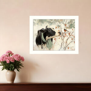 The Winter Robin  White Framed Print Wall Art