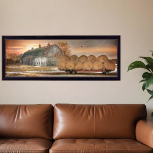 Sunset on the Farm  Black Framed Print Wall Art