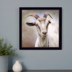 Up Close Goat Black Framed Print Wall Art