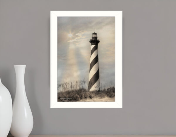 Cape Hatteras Lighthouse  White Framed Print Wall Art