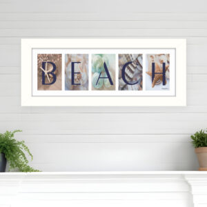 Beach  White Framed Print Wall Art