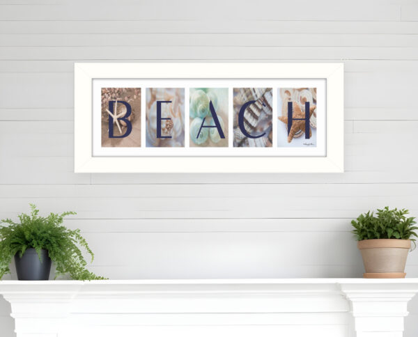 Beach  White Framed Print Wall Art