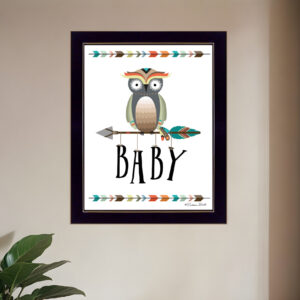 Owl Baby  Black Framed Print Wall Art