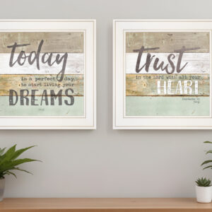 Set Of Two Trusting in the Lord White Framed Print Wall Art