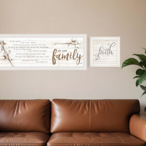 Set Of Two We are Family  White Framed Print Wall Art