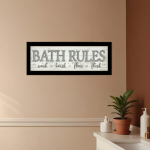 Bath Rules  Black Framed Print Bathroom Wall Art