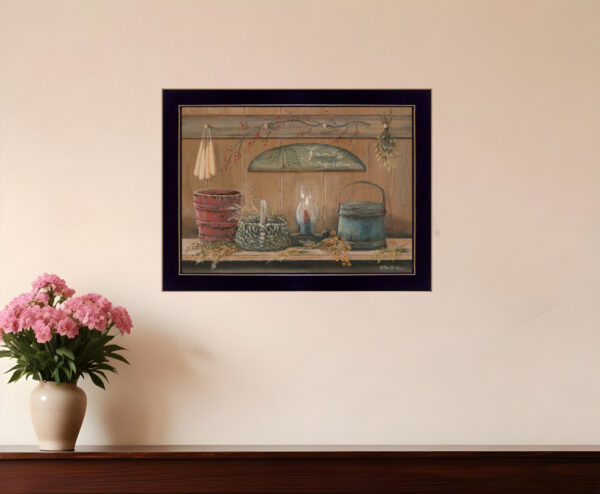 Treasures on the Shelf I  Black Framed Print Wall Art