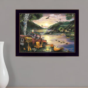 Lakefront Camping I  Black Framed Print Wall Art