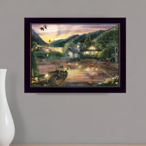 Lakefront Camping II  Black Framed Print Wall Art